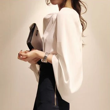 2021 пролет лято Бял корейски блуза XXL шифон жени се за Офис облекло Латерн ръкав Blusas Femininas бутона дамски блузи