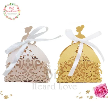 25шт булката лазерно рязане на сватбени сувенири скоростна кутия бонбони Принцеса подарък кутия за сватба и Парти Baby Shower Box сватбени сувенири декор