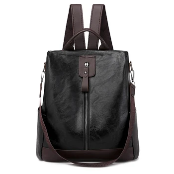 3 в 1 ретро раница жени изкуствена кожа училищни чанти на тийнейджърките срещу кражба дамски чанти за рамо прост раница за пътуване