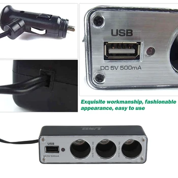 3-полосное зарядно устройство за автомобилни запалки Power Spliter USB тройната автомобили контакта зарядно устройство DC 12-24V Car Cingarette Lighter автомобилни аксесоари
