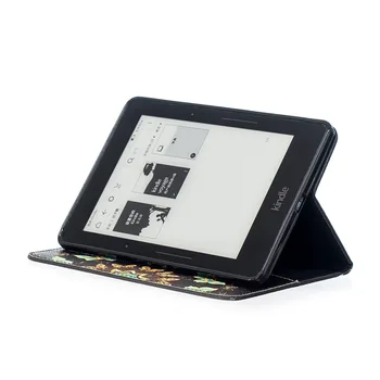 3D мода печатни ПУ кожен калъф за Amazon Kindle Voyage 6 инча корица Електронна книга за kindle Voyage Sleep & Wake Up Case + film+pen
