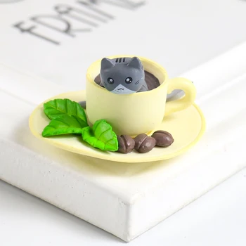6шт картун котка кафеена чаша миниатюрни фигурки микро пейзаж аксесоари за декорация на дома занаяти САМ кабошон украса