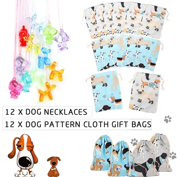84шт куче Лапа партия Фавос набор от играчки пакет куче брошка колие светлинна гривна татуировки гумички за триене кученце, подарък/Гуди Bags Animal Theme