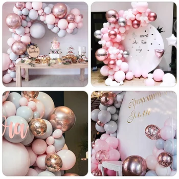 98pcs/set Baby Shower Birthday Party Decorations Wedding Home Party Доставки Pink Gold Macarone Anniversary Балон Chain Gift