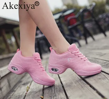Akexiya Girls Fitness Dance Shoe Air Cushion Dancing Sneakers Pink Дишаща Мрежа Fly Weave Jazz Dance Обувки Дамски Спортни Обувки