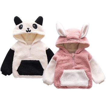 Baby Girl Сладко Panda Totoro Hoodies Палта Зима Плюс Кадифе Топло Бебешко Яке Hoody За Малки Момчета 1-6 Години На Детски Дрехи