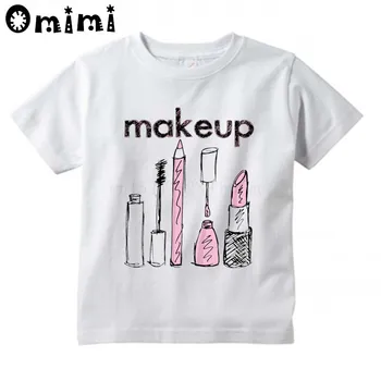 Baby Kids T Shirt Boys/Girls СЛАДКО makeup Short Sleeve Върховете детска красиво момиче бяла тениска, ooo3091