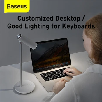 Baseus настолна лампа Фокус настолна лампа Led офис лампи за четене USB Light Charging десктоп осветление на клавиатурата с кабел 3A 1m