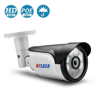 BESDER H. 265 POE IP Security Camera 5MP 3MP 2MP Bullet Outdoor Waterproof Video Surveillance Camera H. 265 Network Camera Motion
