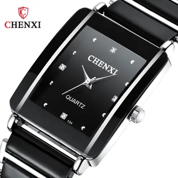 CHENXI нов стил кварцов часовник за жени елегантен черен и бял керамични часовници просто мода Дива Diamond дамски ръчен часовник