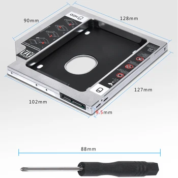 DeepFox SATA to SATA 2nd HDD Caddy For 9mm 9.5 mm SSD Case корпус твърд диск за лаптоп ODD Optibay CD-Rom 10 бр./лот