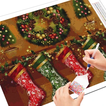 Evershine САМ Diamond Embroidery Коледа Чорапи Cross Stitch Diamond Живопис Cartoon Full Square Mosaic Christmas Art Decor