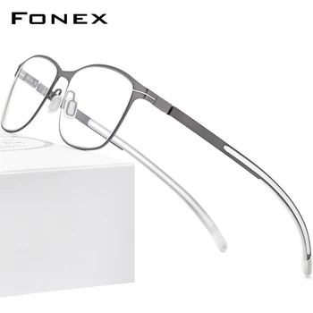 FONEX сплав слънчеви очила рамка мъжете 2020 квадратен оптичен късогледство рецепта за очила за мъже пълен корейски Безвинтовые очила 990