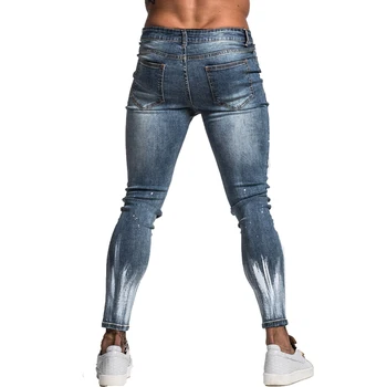 GINGTTO Jeans for Men Slim Fit Super Skinny Jeans For Men Street Носете хип хоп дължина на щиколотку плътно в близост до тялото голям размер St
