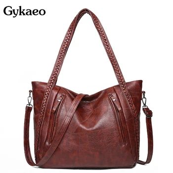 Gykaeo луксозни чанти, дамски чанти дизайнер Реколта дамска чанта от изкуствена кожа с голям капацитет Messenger чанта за рамо Bolso Mujer