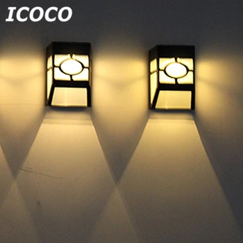 ICOCO 2 LED супер ярък слънчева енергия, с монтиран на стената лампа енергоспестяващи ABS лека нощ водоустойчив за Открит градина пейзаж совалка
