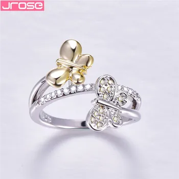 JROSE 2019 butterfly Crystal Крила Дамски пръстени за жени на кръста сърце на любовта бижута момичета годежни пръстени, мода пръстен на партията
