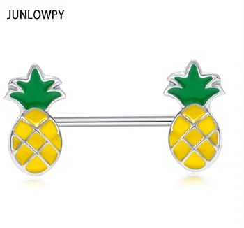 JUNLOWPY двойна ананас плодове са подходящи пръстени за пиърсинг на зърната, бар пръти от неръждаема стомана, 14 г обеци Пиърсинг бижута за тяло 20 бр.