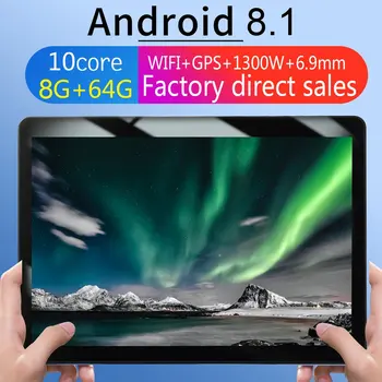 KT107 Round Hole Tablet 10.1 Инчов HD Large Screen Android Version 8.10 Fashion Portable Tablet 1G+8G Black Tablet Black US Plug