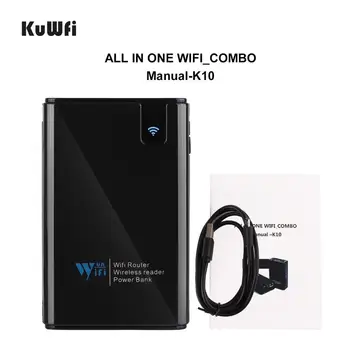 KuWFi Wireless Data share Power bank Travel Router , Wireless SD Card Reader Connect Portable SSD Hard Drive to iPhone iPad