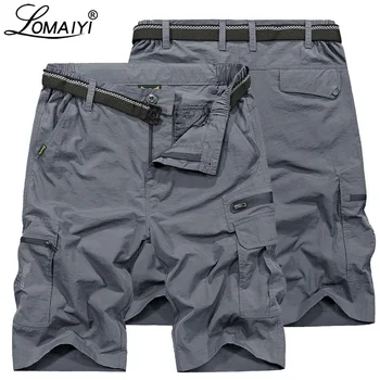 LOMAIYI 2019 NEW Men ' s Cargo Shorts Men Military Style Summer Shorts Mens Beach Short Waterproof Casual Shorts For Man AM369