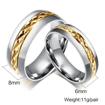Modyle Gold-color Rhombus Surface годежни пръстени за жени, мъже двойка бижута от неръждаема стомана Обещание Band Alliance Bijoux