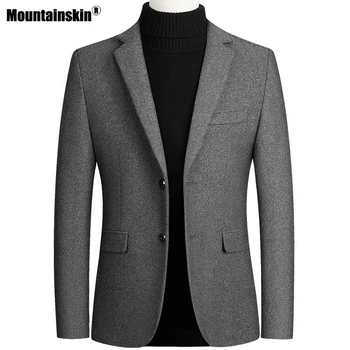 Mountainskin Мъжки Solid Color Blazer Winter Men Wool дебели висококачествени костюми Business Slim Fit костюми сватбена рокля мъжки MT049