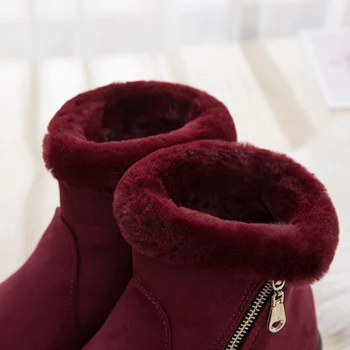 MVVJKE Flock глезените на жената снегоходки плюшени кожени обувки на платформа зимата е топло през цялата чорап Дамски обувки дамски размер 36-41E025
