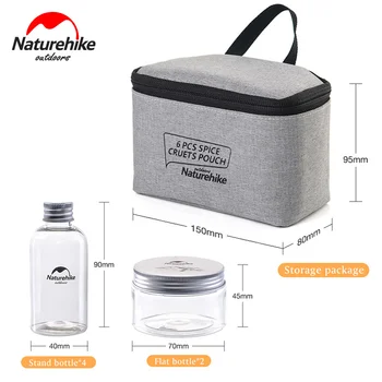 Naturehike 6 бр. открит къмпинг съдове за готвене контейнер за съхранение на подправки бутилки, буркани с чанта за барбекю преносим пикник NH17T011-P