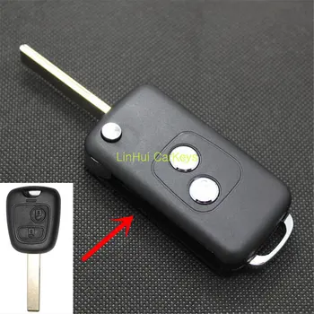 PINECONE Key Case за PEUGEOT 307 Car Key Fob 2 бутона на дистанционното на ключа на промяна на празен Hu83 острието флип сгъваем ключ Cover Shell