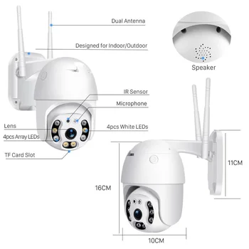 PTZ Wifi IP камера 1080P 5MP Speed Dome AI Security Camera Wireless ONVIF Audio Outdoor Waterproof IR Color Night