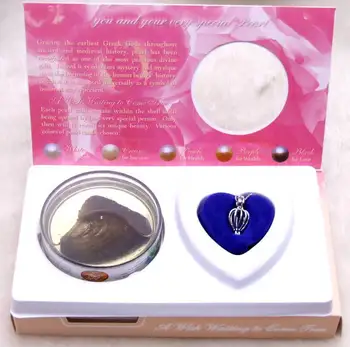 Qingmos на едро партида от 10 кутии сърцето висулка желание перли естествен стридата комплект колие-очакване да се сбъдне-who3621 Безплатна доставка