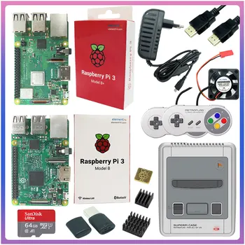 Raspberry Pi Model 3 B Plus или 3Б Gaming kit+захранване+ SD карта+HDMI кабел+радиатор+Retroflag NESPi Case за Retropie 3Б/3Б+