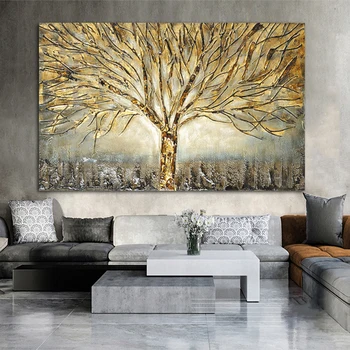 RELIABLI изкуството на Златното дърво плакат платно живопис, абстрактни картини за дома изкуство стена за хол украса плакати и щампи