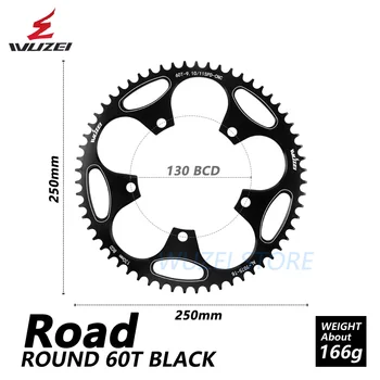 WUZEI 130 BCD round Road bicycle Chainring 50/52/54/56/58/60T Alloy Chainwheel Road folding Bike Chain Wheel for Shimano