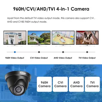 ZOSI 2MP 1080P AHD TVI CVI CVBS куполна камера за видеонаблюдение HD Weatherproof Home ВИДЕОНАБЛЮДЕНИЕ Security Camera System, за да DVR Kit