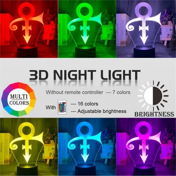 Акрилни Led Нощна Светлина Принц Символ На Логото На Нощна Светлина За Украса На Офис Стая Сензорен Екран Сензор За Цвят На Промяна На Маса Usb Лампа