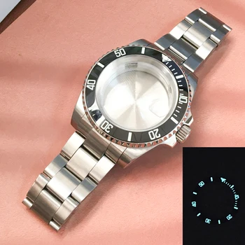 Аксесоари за часовника 40 мм, светещ керамични поставяне на пръстен за часа, сапфирен кристал, подходящ за ЕТА 28362813 3804, GMT Miyata 8215