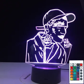 Американски рапърът Lil Пийп Led Night Light за декорация на дома цветни лека нощ подарък за любителите на известни личности 3D лампа капка