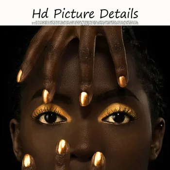 Африканско изкуство Женски портрет от снимка с маслени бои върху платно Cuadros плакати и щампи скандинавски стенни картини за всекидневна Декор