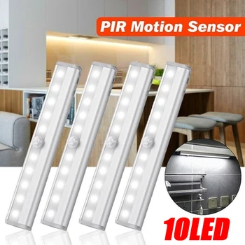 Безжична LED Under Cabinet Light PIR датчик за движение лампа 10 led за шкаф шкаф шкаф кухненски осветление Led Night Light