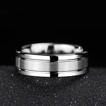 Безплатна доставка случайни 7 м ширина мъжка мода пръстени Бял карбид волфрам пръстен Матова Повърхност две надлъжни канала за човек размер на 7-12