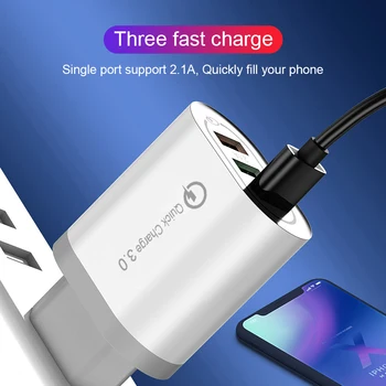 Бързо зареждане на 3.0 3-портов USB 3a Max Smart Бързо зарядно устройство за пътуване зарядно устройство адаптер за iPhone, Samsung, Huawei, Xiaomi QC3. 0 такса