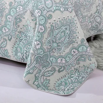 Всесезонное лек пълнеж от памук зелен Пейсли принт 3шт стеганое одеяло завеси покривки със спукан калъфка Шамс покривки
