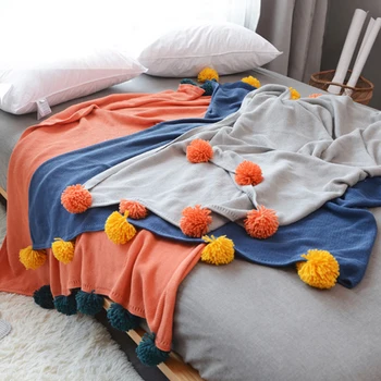 Годишният вязаный климатик одеяло на памучен тампон одеяло скандинавски разтегателен декоративно одеяло вязаное одеяло Siesta одеяло