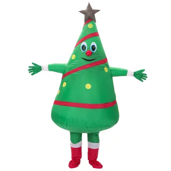 Гореща продажба на възрастен надуваем костюм с нов дизайн Зелена Коледна елха талисман костюм Безплатна доставка