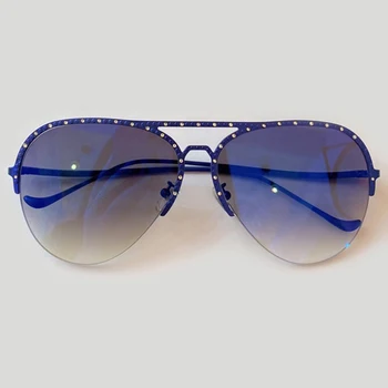 Дами пилот слънчеви очила Жени луксозна самоличността на метални нитове слънчеви очила марка дизайнерски нюанси UV400