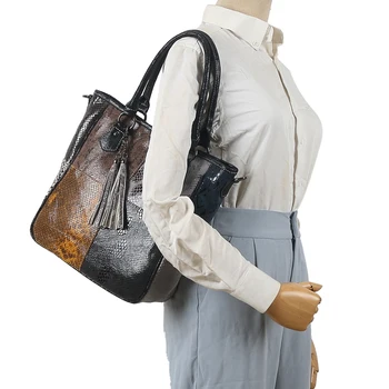 Дамска чанта от естествена кожа, дамски дизайнерски цветна принудителна чанта ръчна изработка Лоскутная натурална воловья кожа Мъкна чанти нови