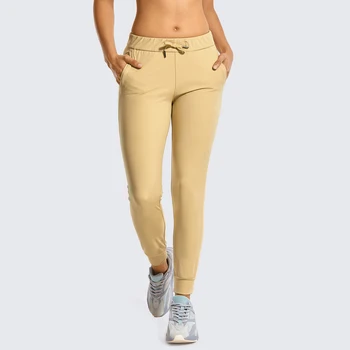 Дамски участък Drawstring Jogger приталенные спортни панталони с маншети и джобове ежедневни панталони за почивка-28 инча