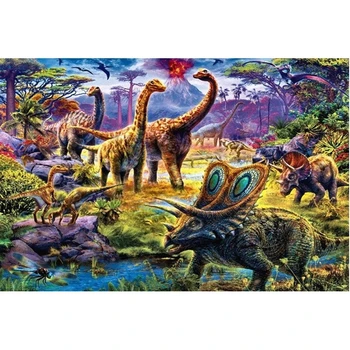 Животни пълен кв./кръгъл Диамант 5D САМ Диамант живопис динозаврите свят бродерия на кръстат бод начало декор мозайка от планински кристал